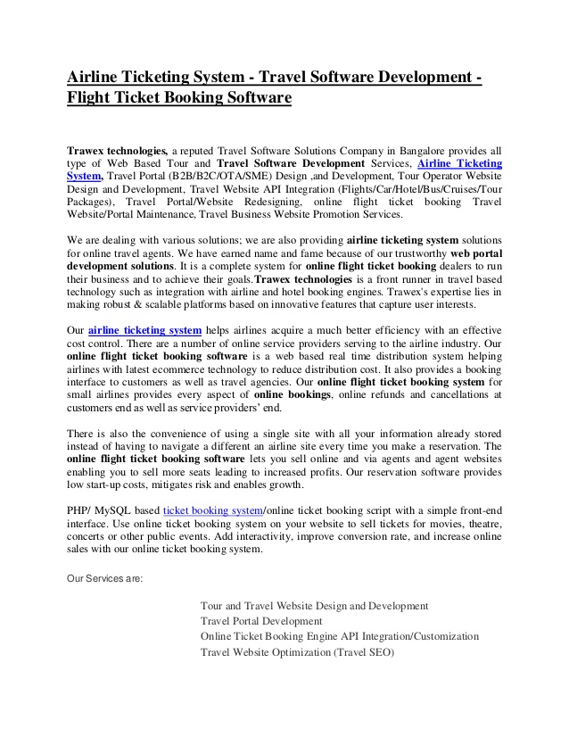 Airline ticketing software